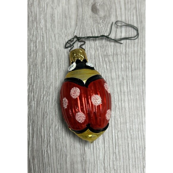 Vintage Glass Ladybug Christmas Ornament Insect Bug West Germany - Picture 3 of 6